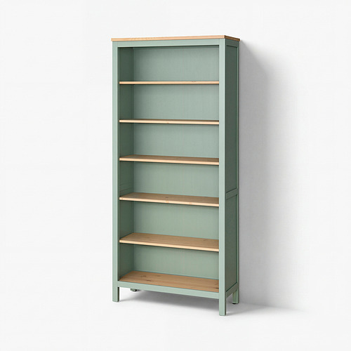 HEMNES bookcase grey-green/light brown stained - IKEA