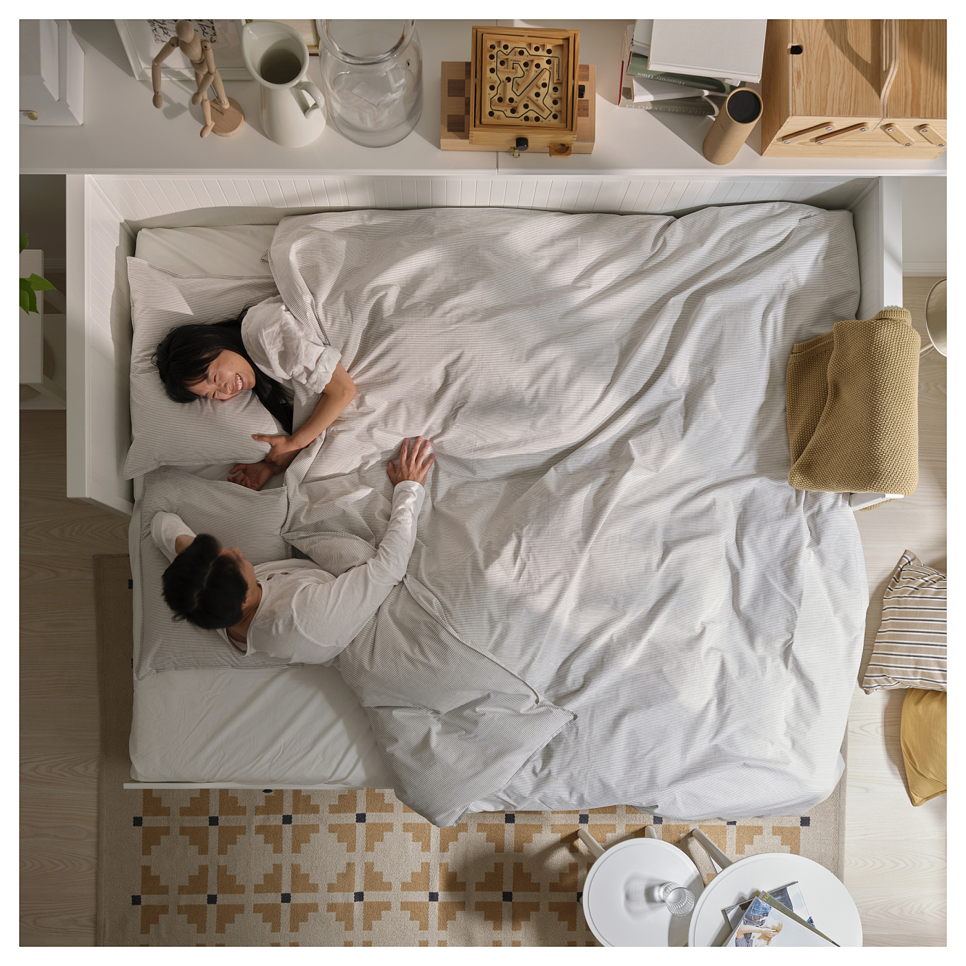 HEMNES day-bed w 3 drawers/2 mattresses white/Åfjäll firm - IKEA