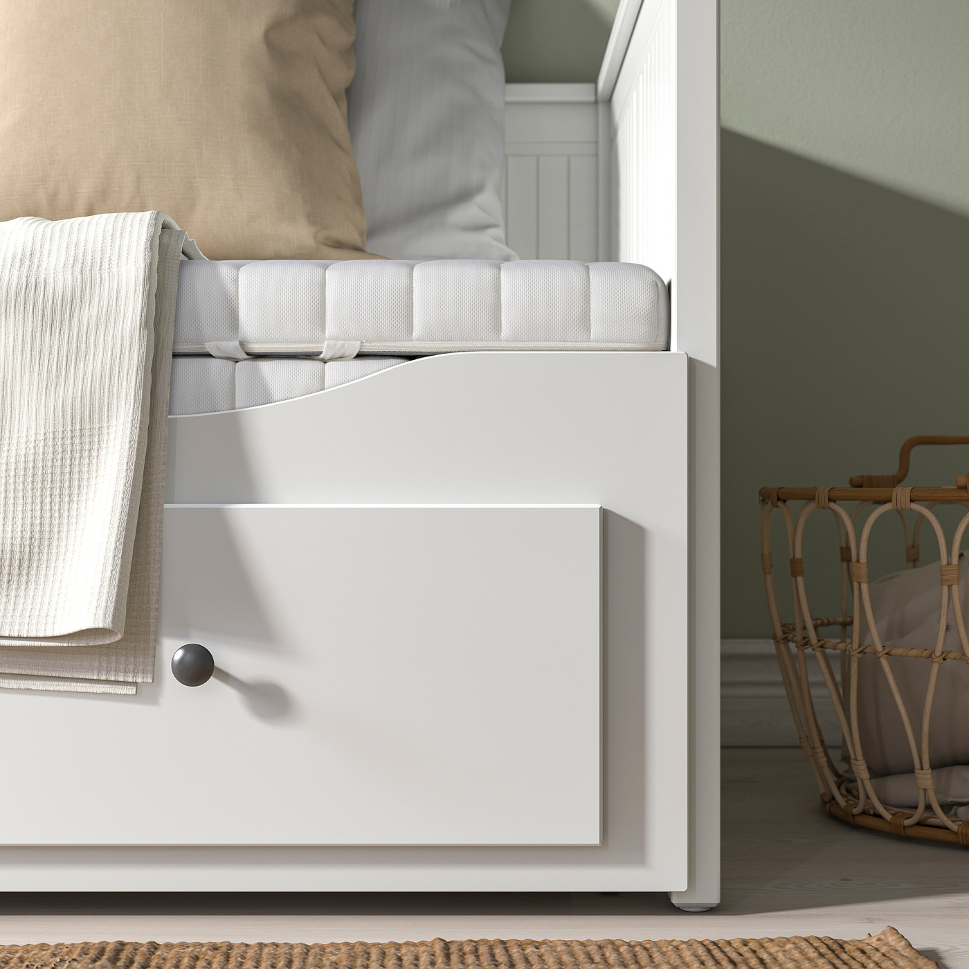 ベッドフレーム PICKUP ONLY HEMNES Daybed 80x200 cm HEMNES day-bed w 3 drawers/2 mattresses white/Ånnfjället super