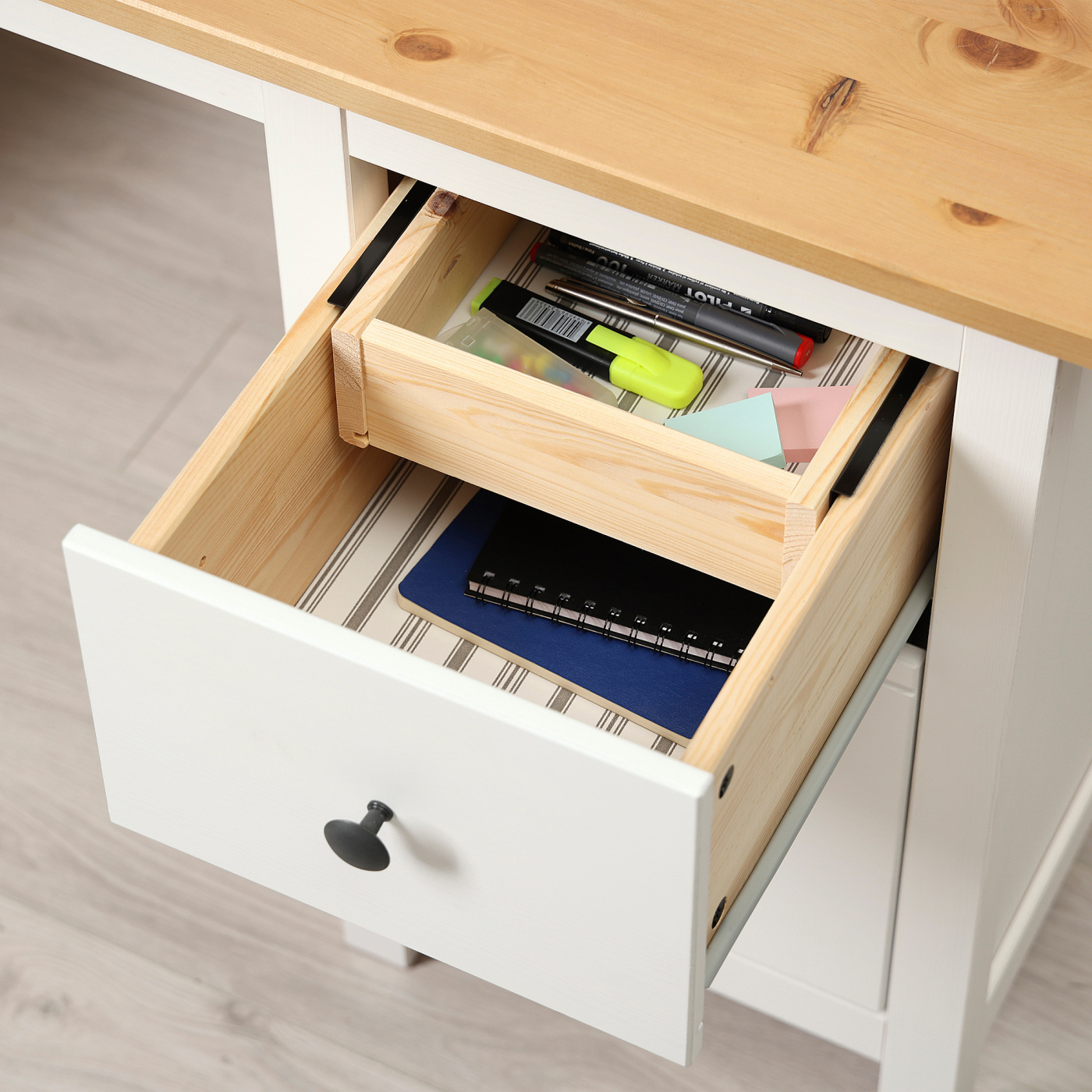 HEMNES desk white stain/light brown - IKEA