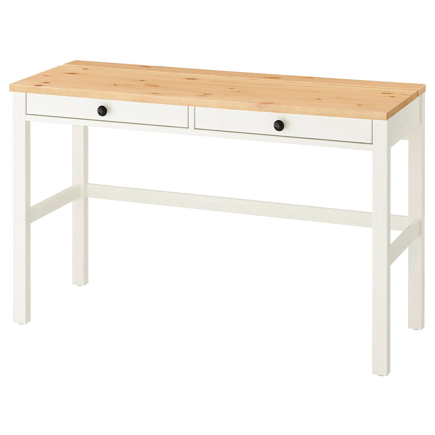 HEMNES desk with 2 drawers white stain/light brown - IKEA
