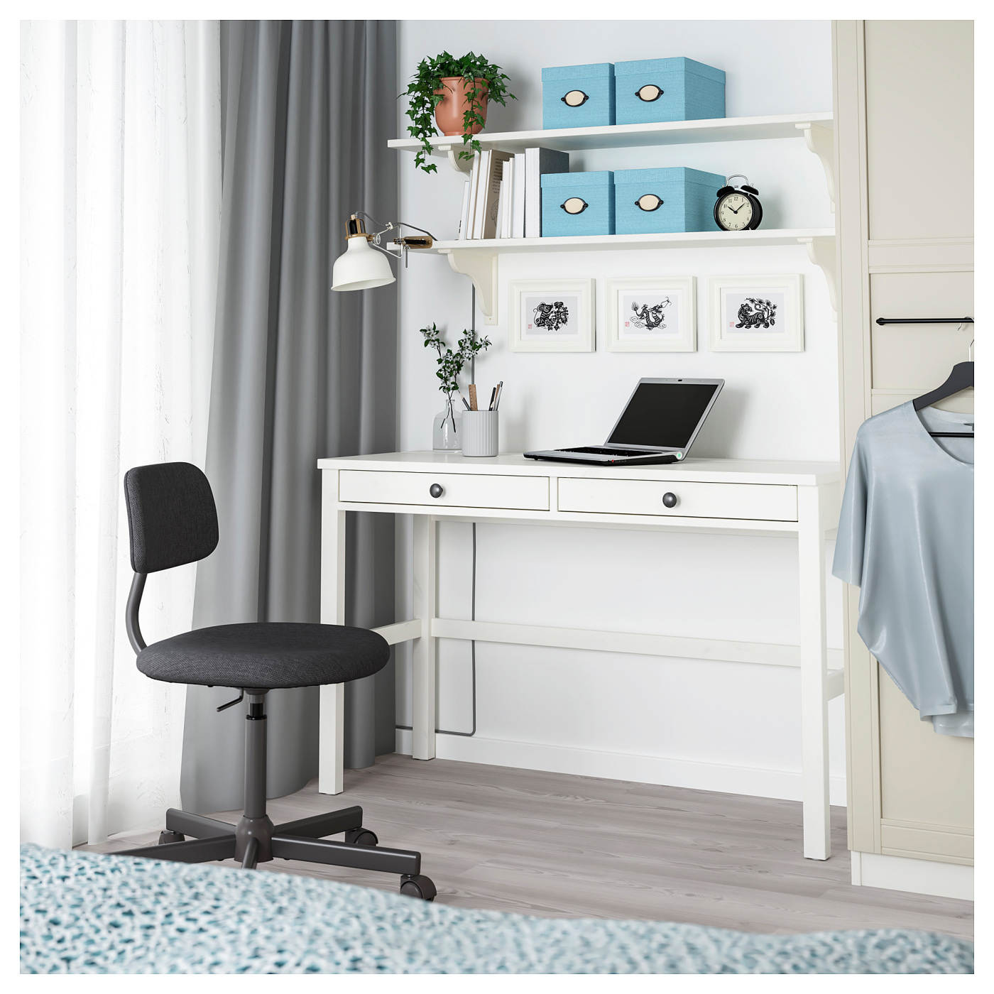 HEMNES desk with 2 drawers white stain - IKEA