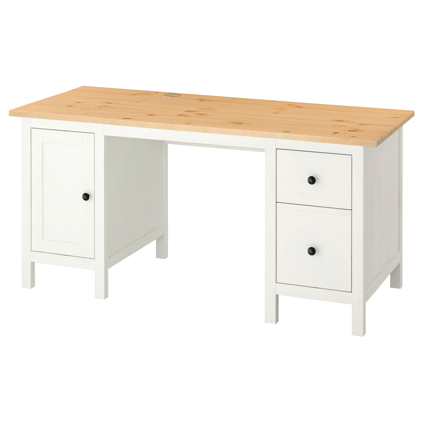 HEMNES desk with add-on unit white stain light brown - IKEA