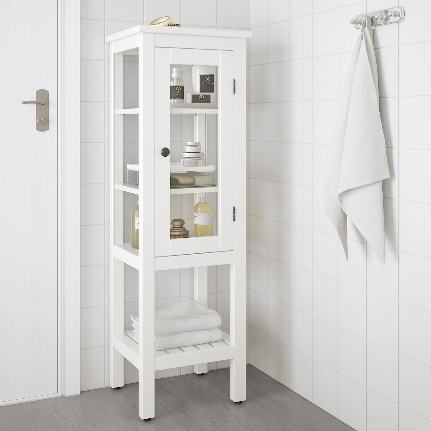 HEMNES high cabinet with glass door white IKEA