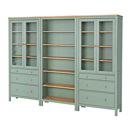 HEMNES storage combination w doors/drawers black-brown/light brown