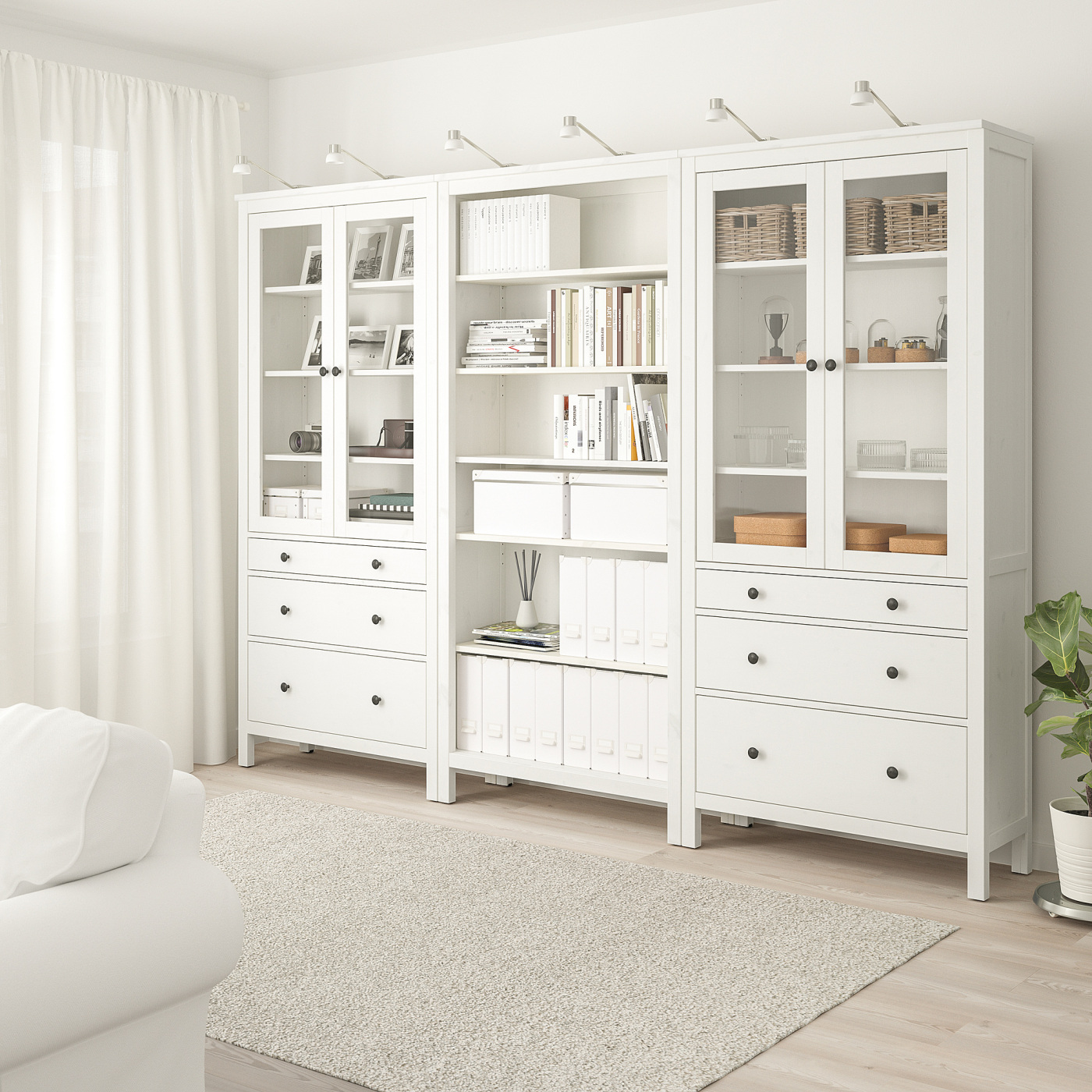 HEMNES storage combination w doors/drawers white stain - IKEA