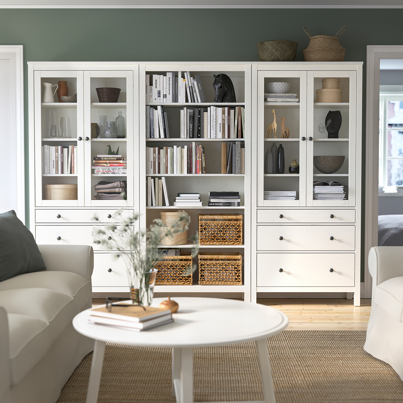 HEMNES storage combination w doors/drawers white stain - IKEA
