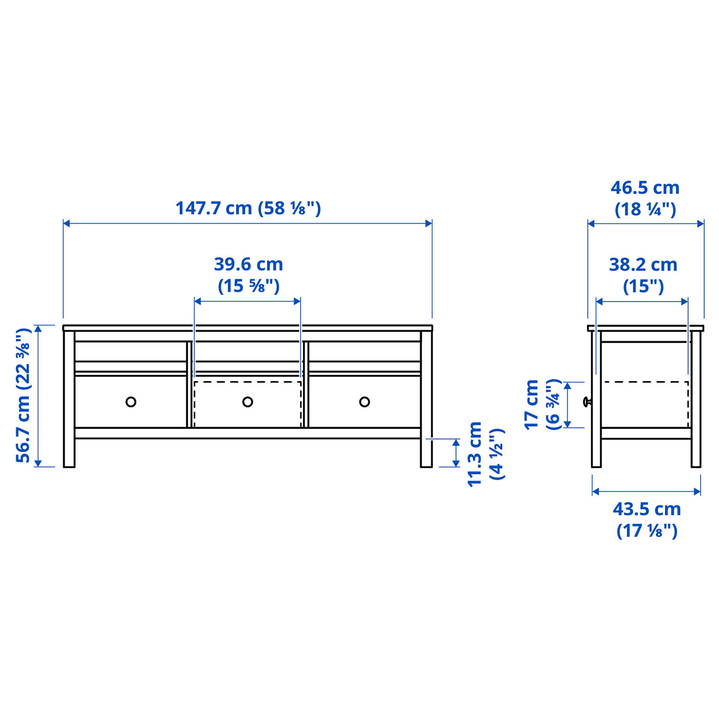HEMNES TV bench white stain/light brown - IKEA