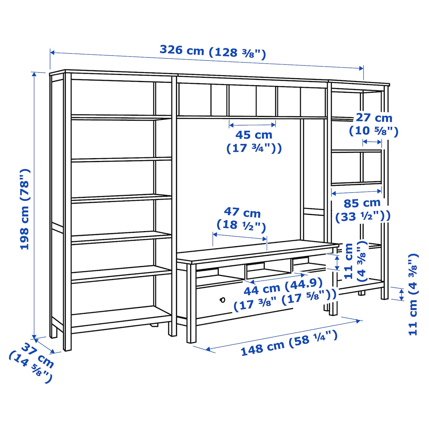 HEMNES TV storage combination light brown - IKEA