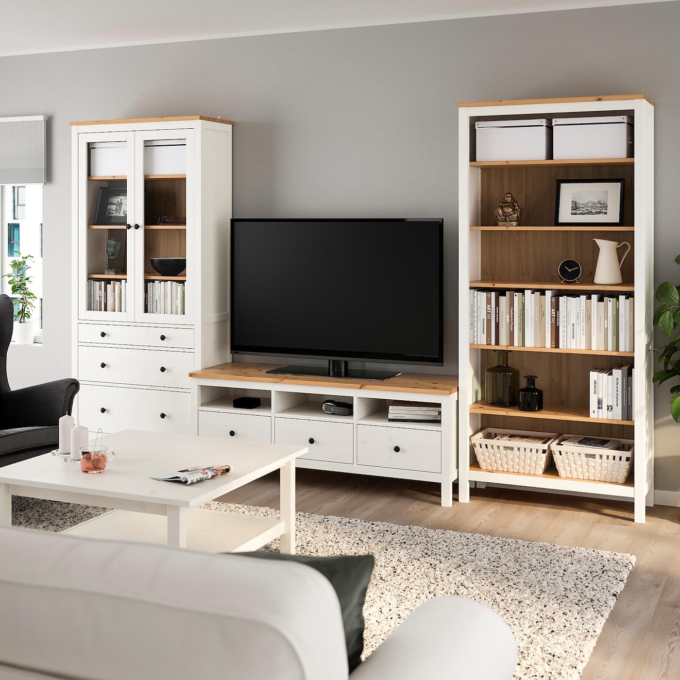 HEMNES TV unit, black-brown, 58 1/4x18 1/2x22 1/2