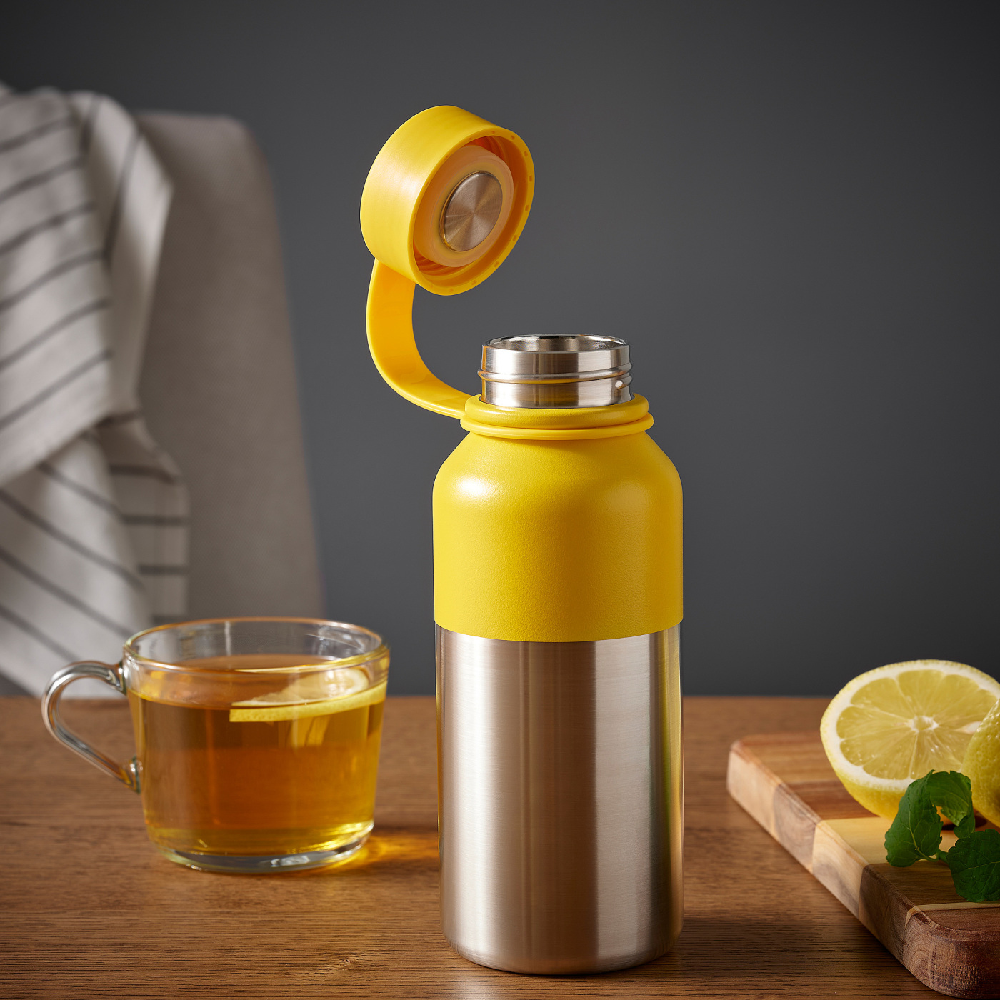 HETLEVRAD insulated flask stainless steel/yellow - IKEA