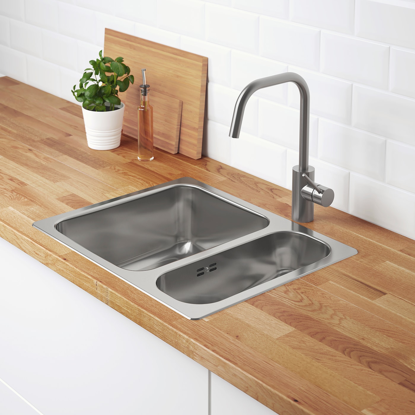 HILLESJÖN inset sink 1 1/2 bowl stainless steel - IKEA