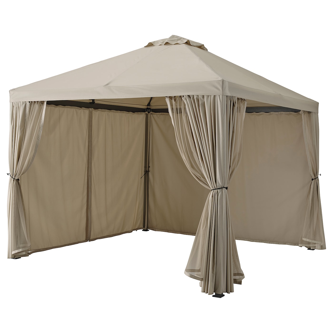 HIMMELSÖ gazebo with curtains and net dark grey/grey-beige - IKEA