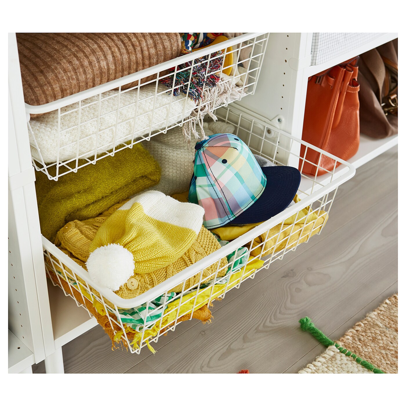 IKEA　HJORSTA JONAXEL wire basket, white, 195/8x201/8x57/8