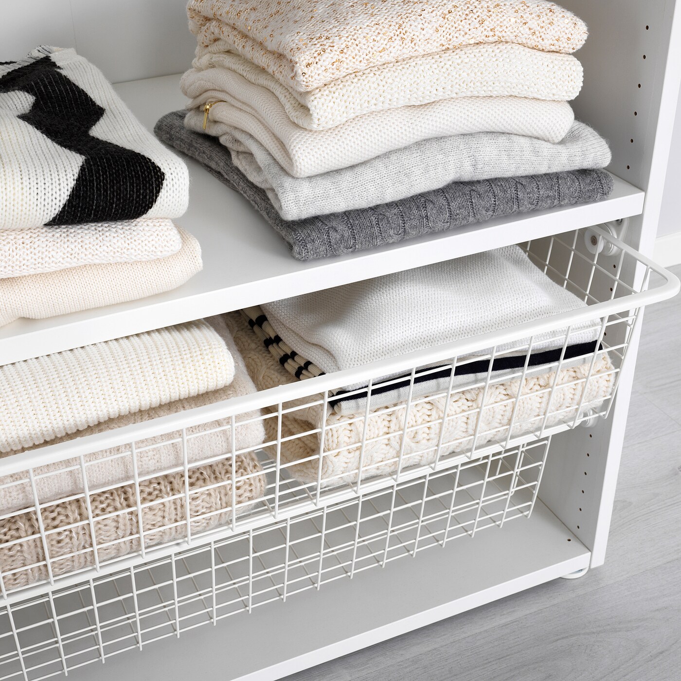 HJÄLPA wire basket with pull-out rail white - IKEA