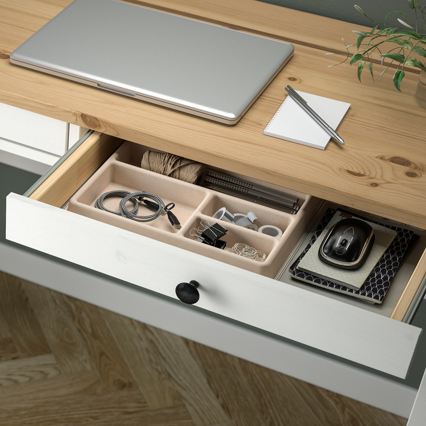 HÖNSNÄT cable organiser for drawer natural - IKEA