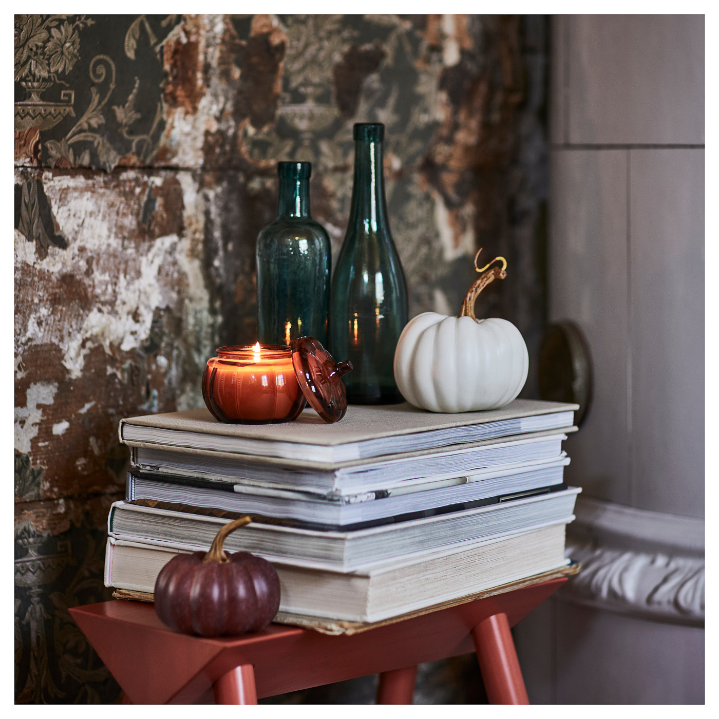 HÖSTAGILLE scented candle in glass Spiced pumpkin/brown - IKEA