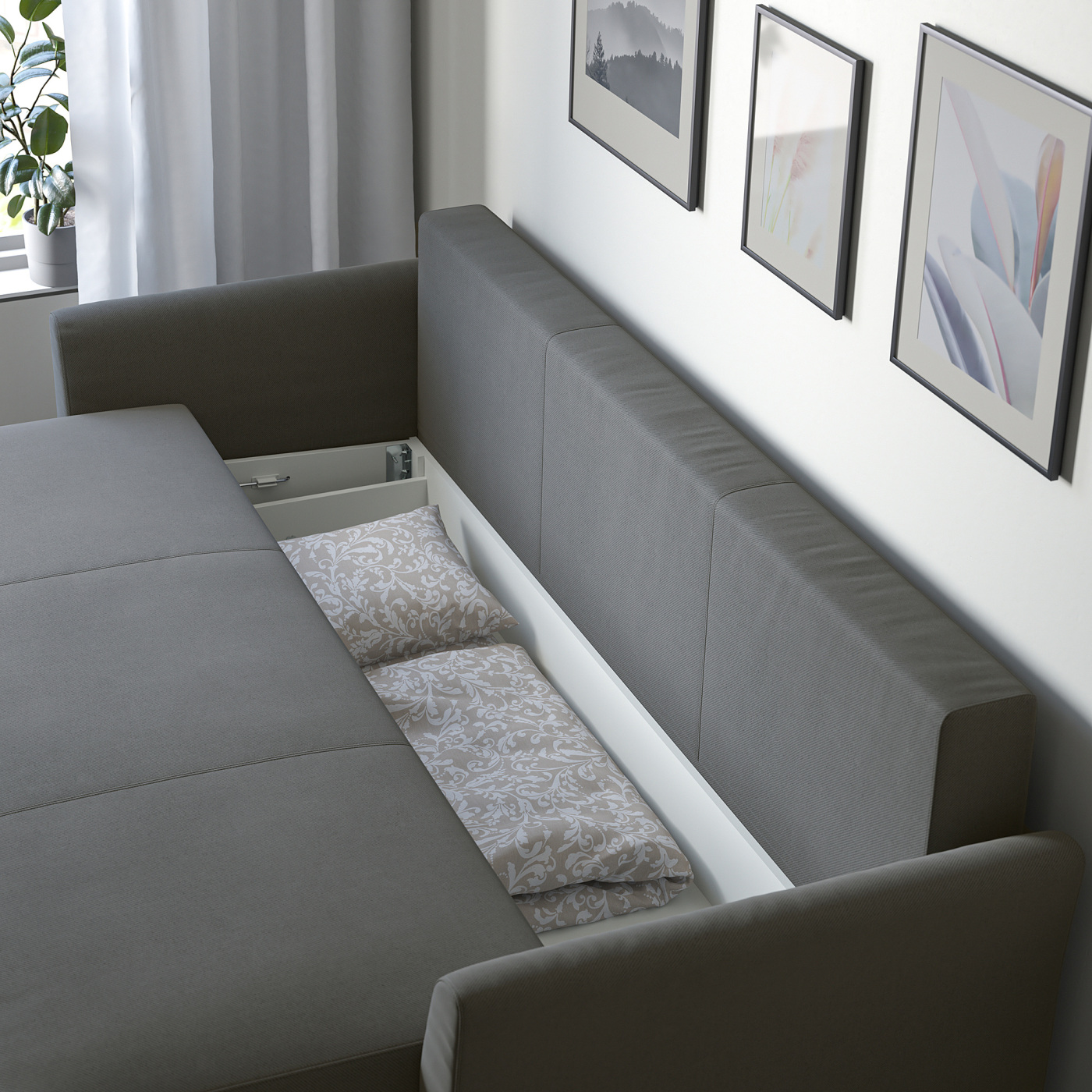 HOLMSUND 3-seat sofa bed Borgunda dark grey - IKEA