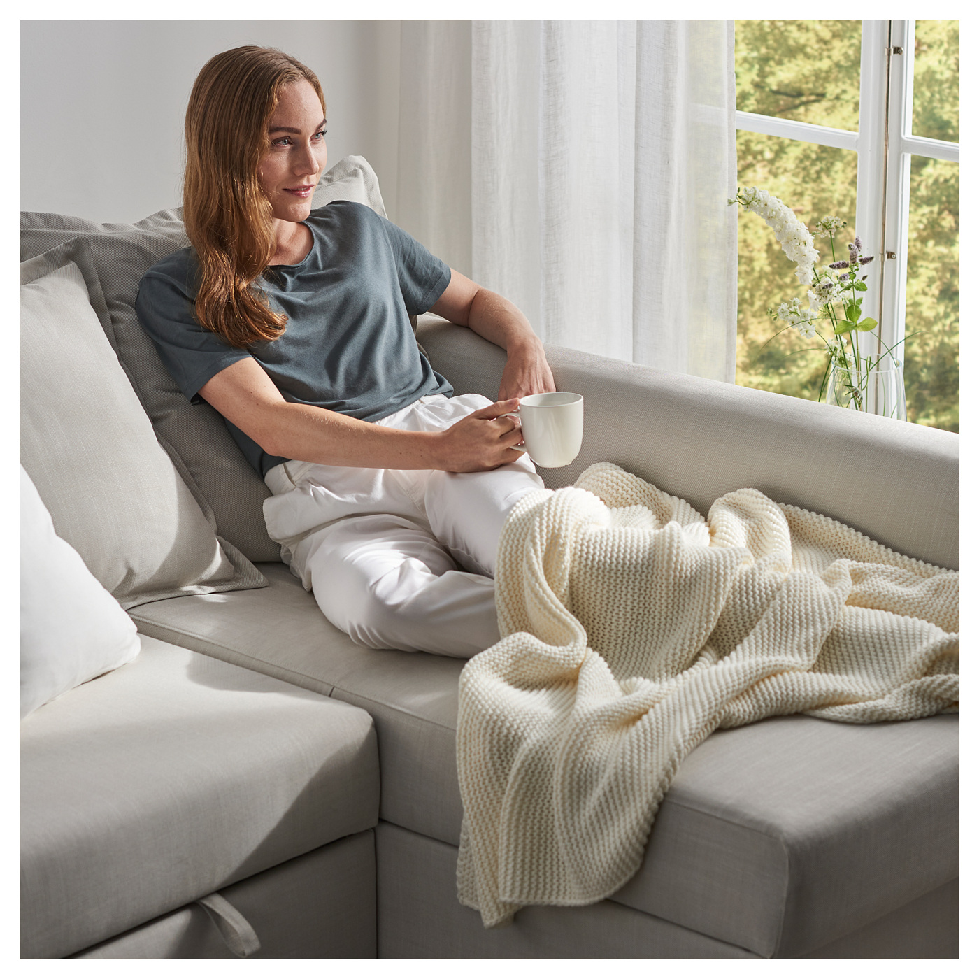 HOLMSUND corner sofa-bed Orrsta light white-grey - IKEA