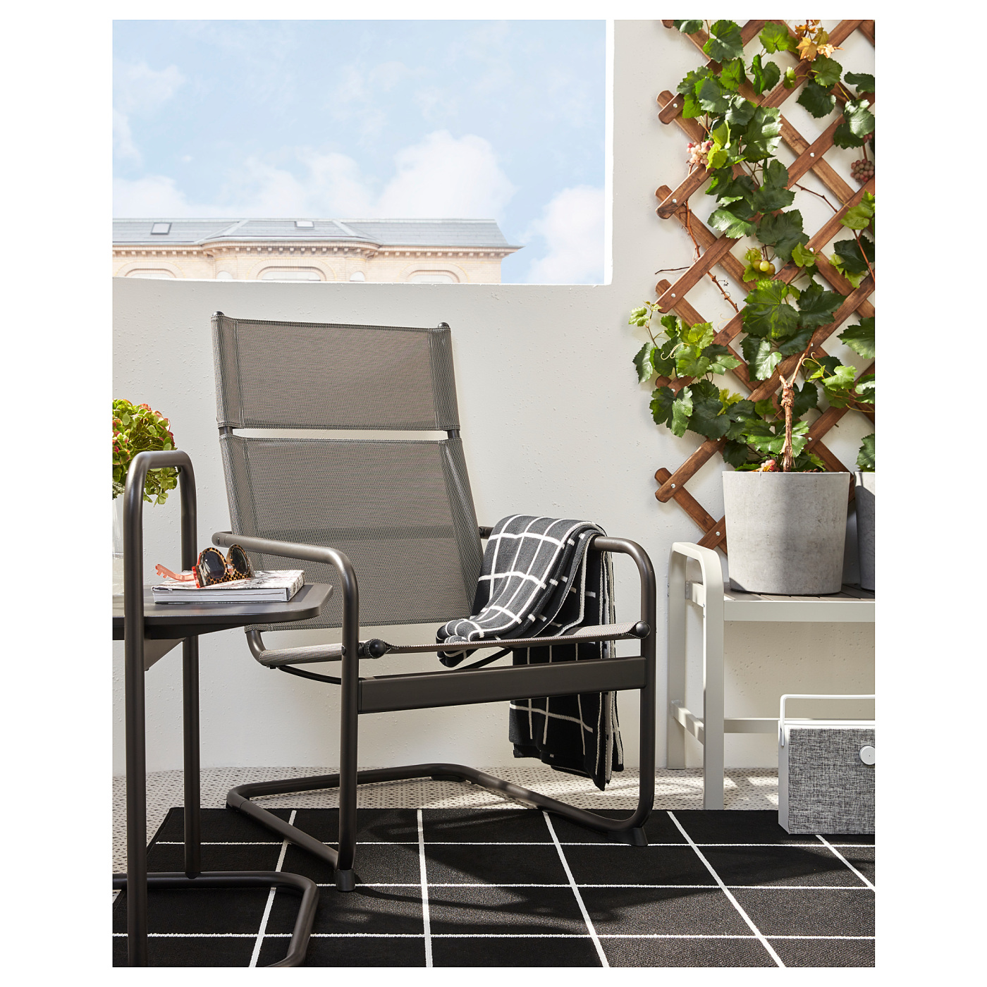 HUSARÖ armchair, outdoor dark grey - IKEA