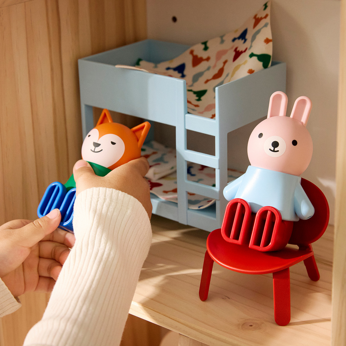 HUSET dollhouse furniture and figures bedroom/bathroom multicolour