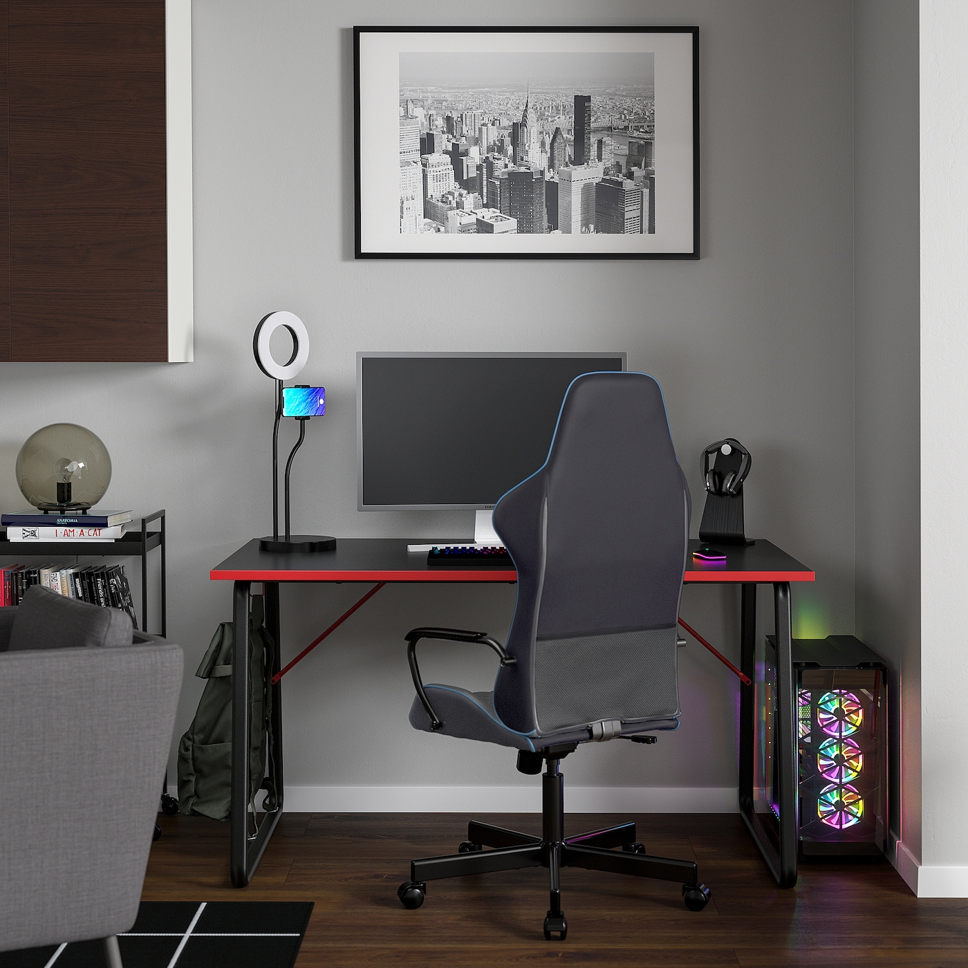 【即お渡し可】IKEA VEBJORN (ヴェビョン) UTESPELARE UTESPELARE gaming desk, black, 63x311/2
