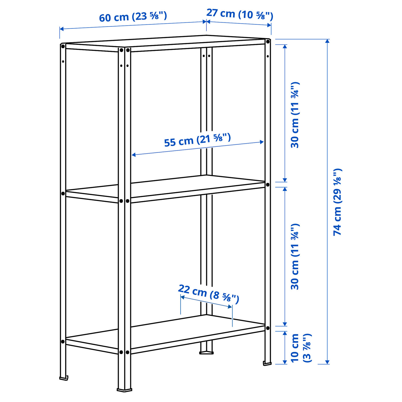 IKEA HYLLIS スチールラック 104.283.27 2個セット イケア（IKEA） HYLLIS シェルフユニット, 室内/屋外用, 60x27x74 cm