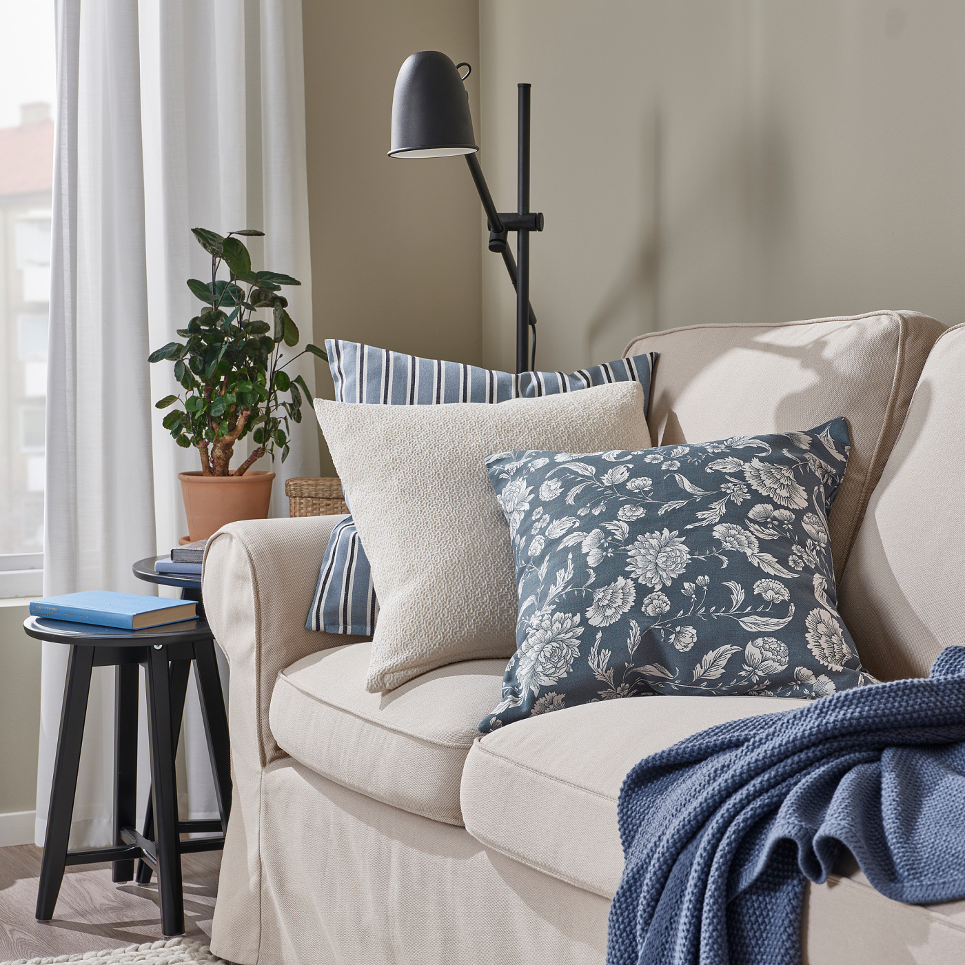 IDALINNEA cushion cover dark grey-blue - IKEA