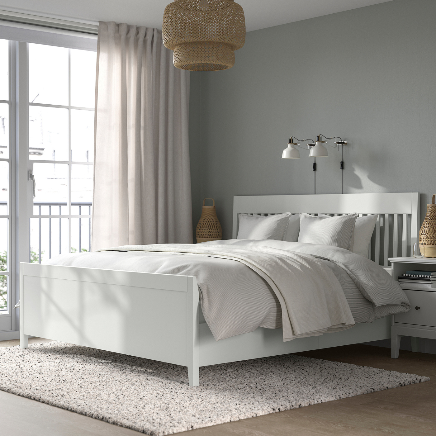 IDANÄS bed frame with storage white/Lönset - IKEA
