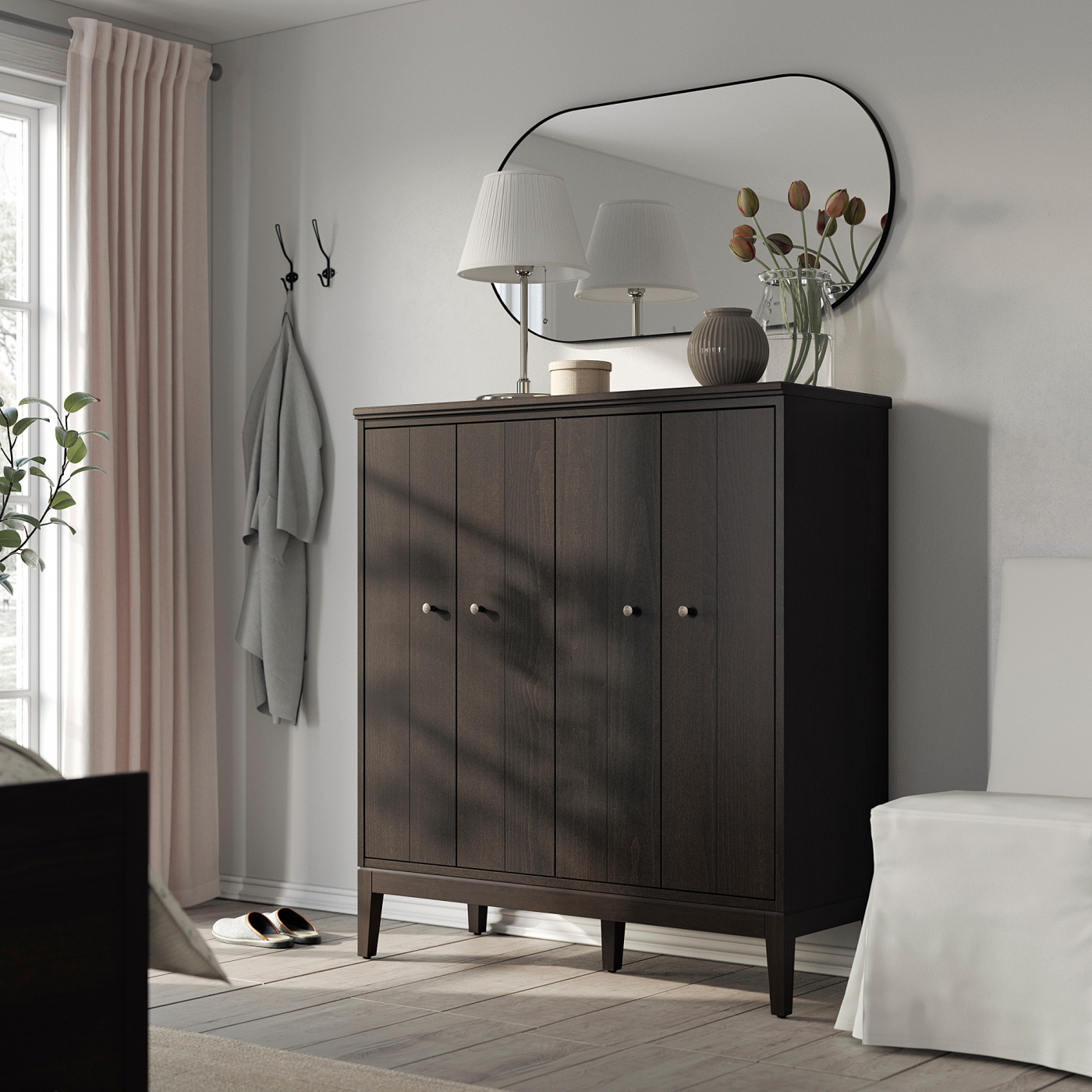 IDANÄS cabinet with bi-folding doors dark brown stained - IKEA