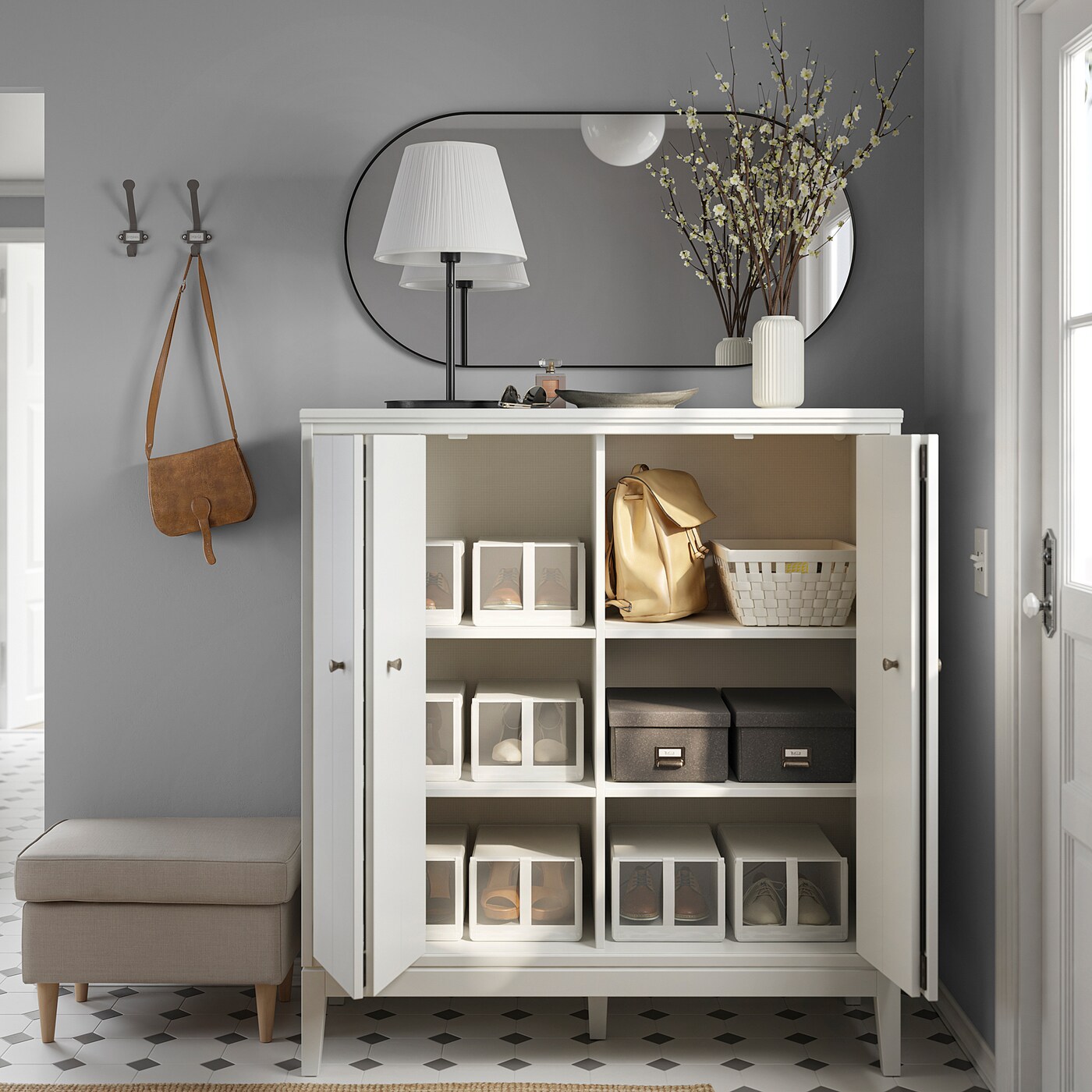 【正規品質保証】 cabinet IDANÄS with IKEA - white doors bi-folding 食器棚・キッチンカウンター