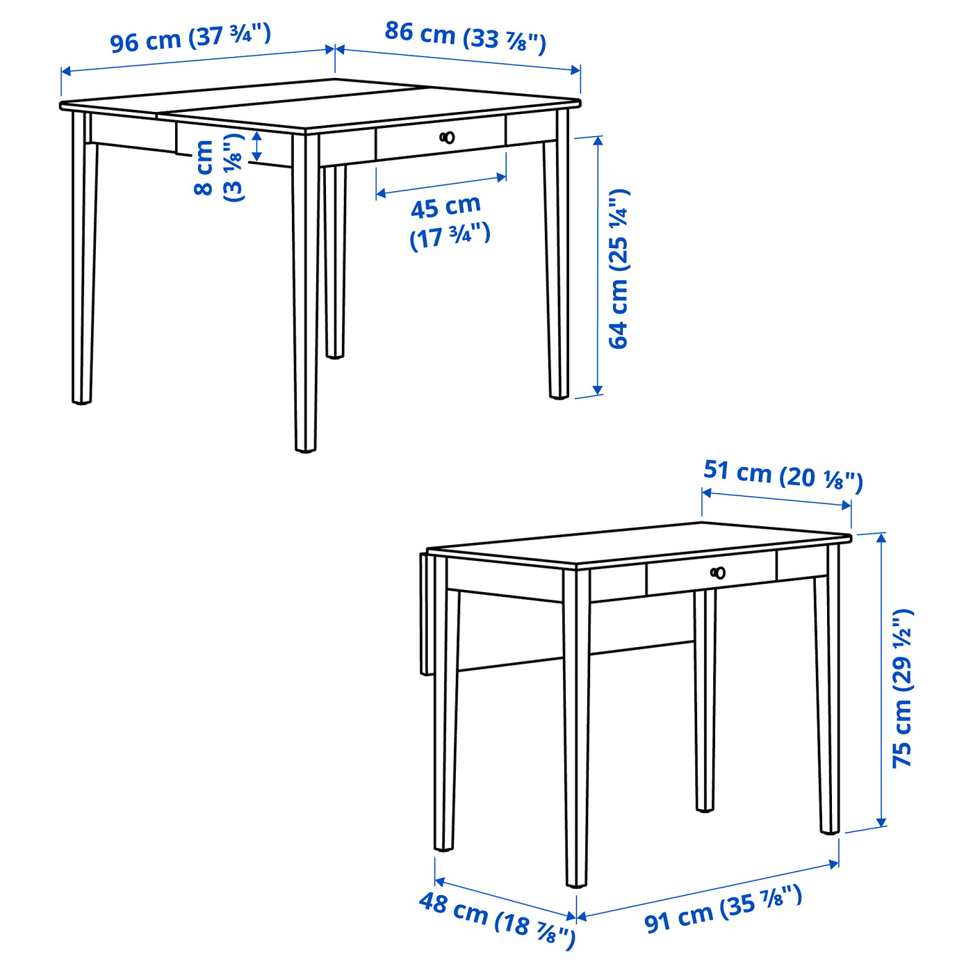 IDANÄS drop-leaf table white - IKEA