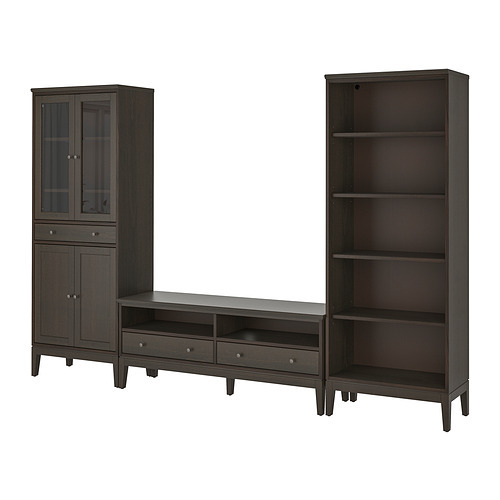 TONSTAD TV storage combination brown stained oak veneer/clear