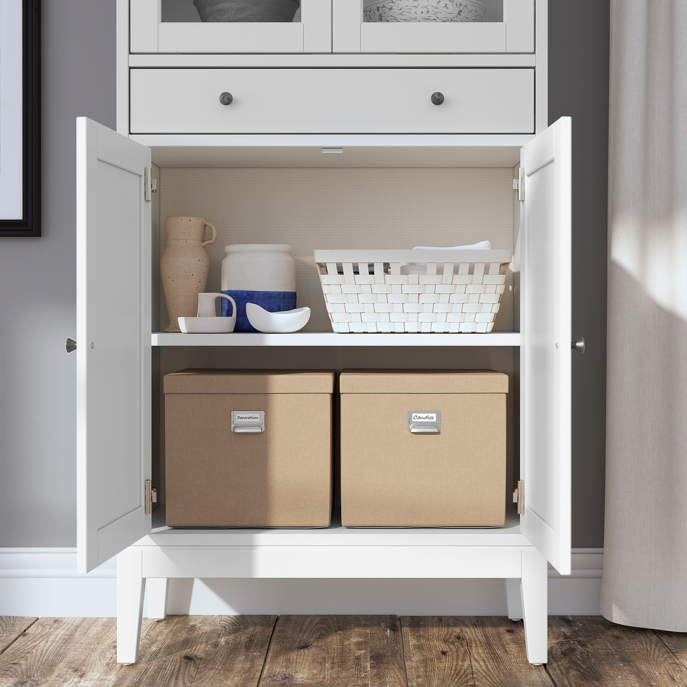 IDANÄS TV storage combination glass/white - IKEA