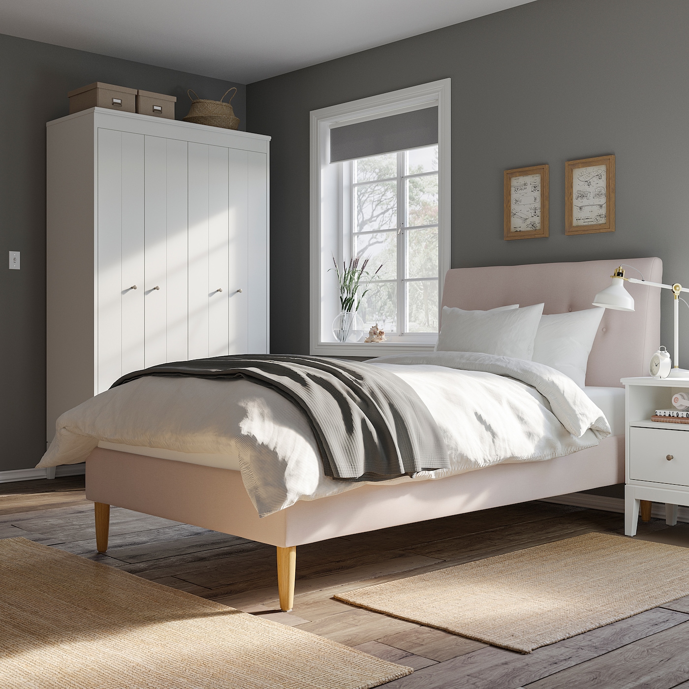 IDANÄS upholstered bed frame Gunnared pale pink - IKEA IDANÄS upholstered bed frame Gunnared pale pink - IKEA