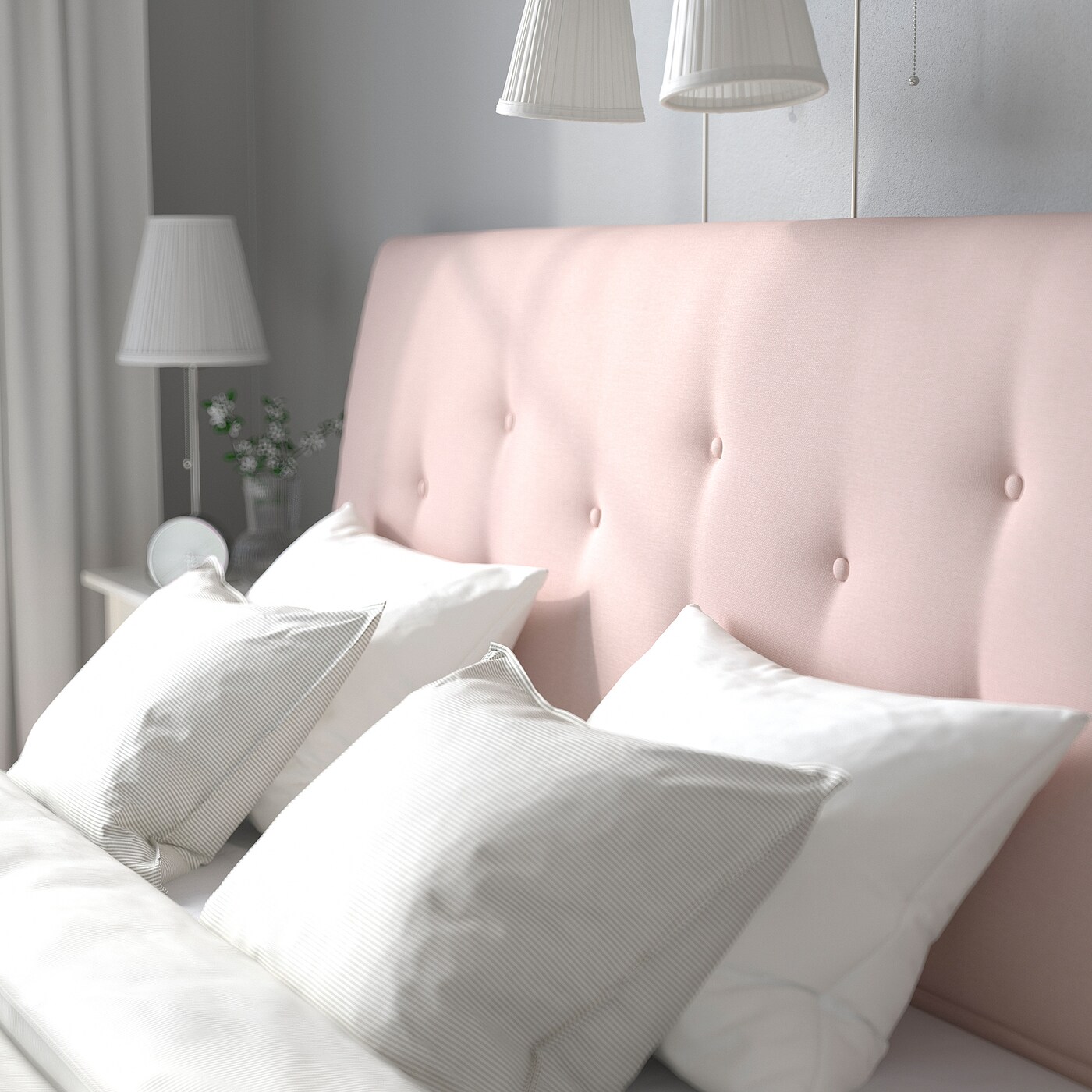 IDANÄS upholstered bed frame Gunnared pale pink - IKEA