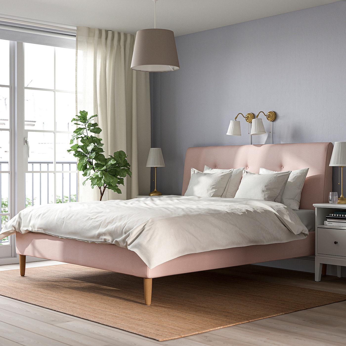 IDANÄS upholstered bed frame Gunnared pale pink - IKEA IDANÄS upholstered bed frame Gunnared pale pink - IKEA