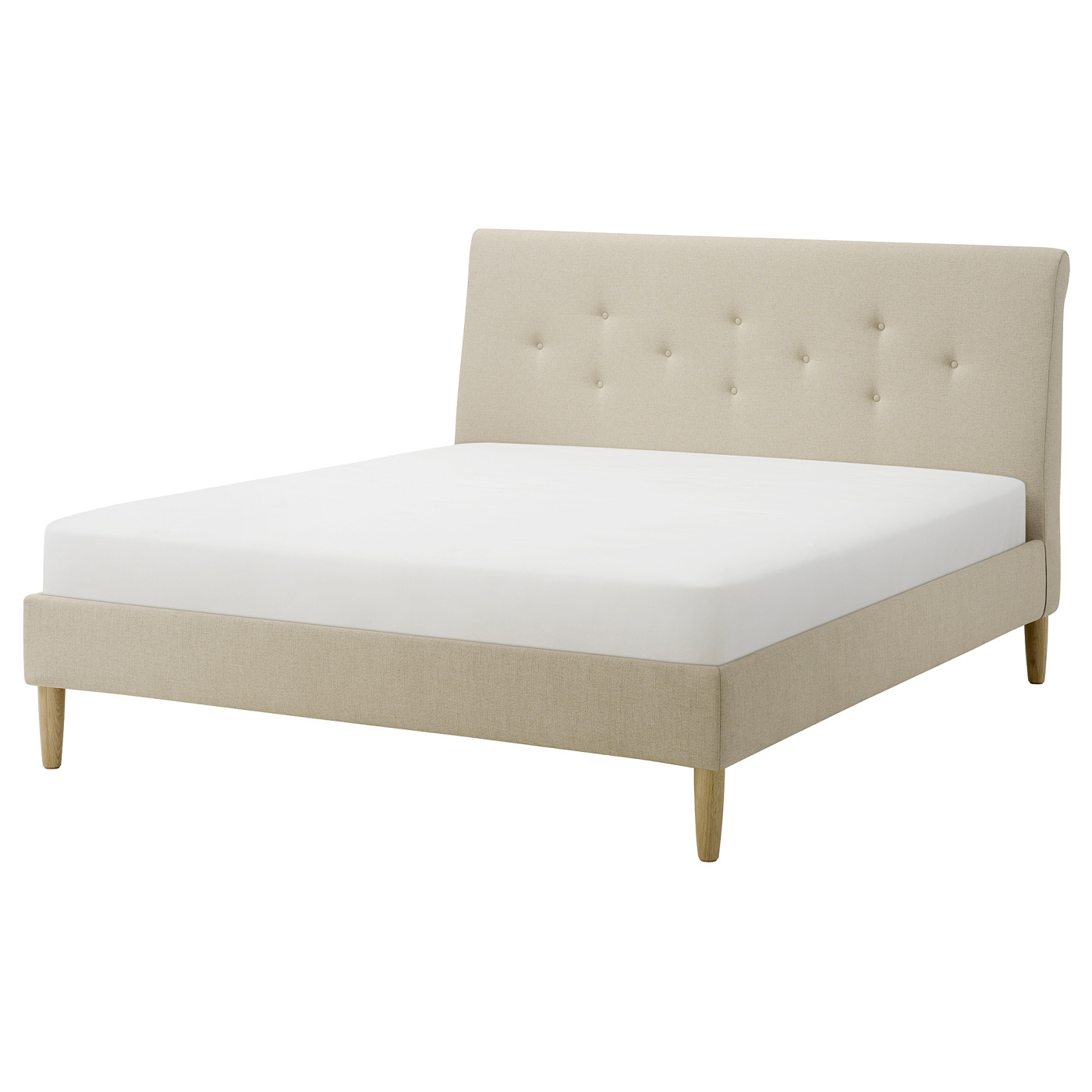 IDANÄS upholstered bed frame Naggen beige - IKEA