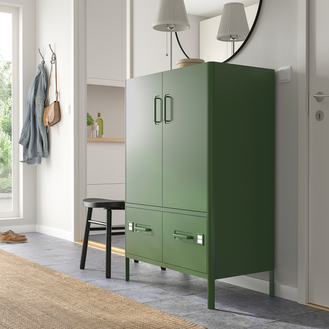 IDÅSEN cabinet with doors and drawers dark green - IKEA