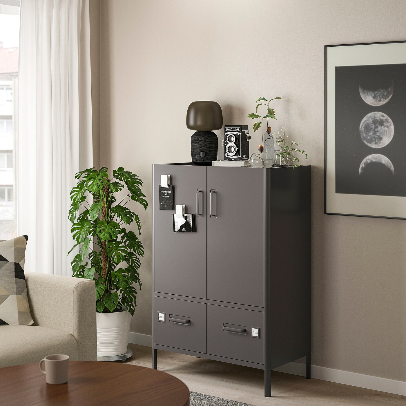 IDÅSEN cabinet with doors and drawers dark grey - IKEA