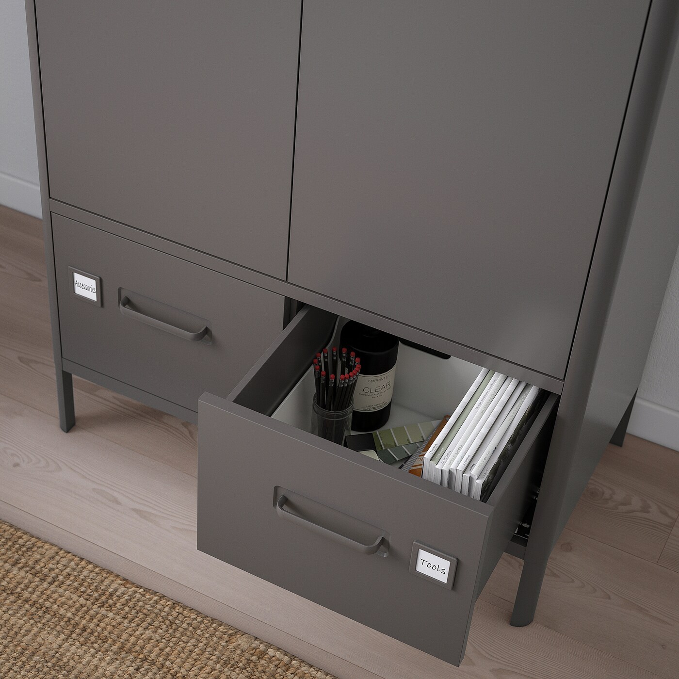 IDÅSEN cabinet with doors and drawers dark grey - IKEA