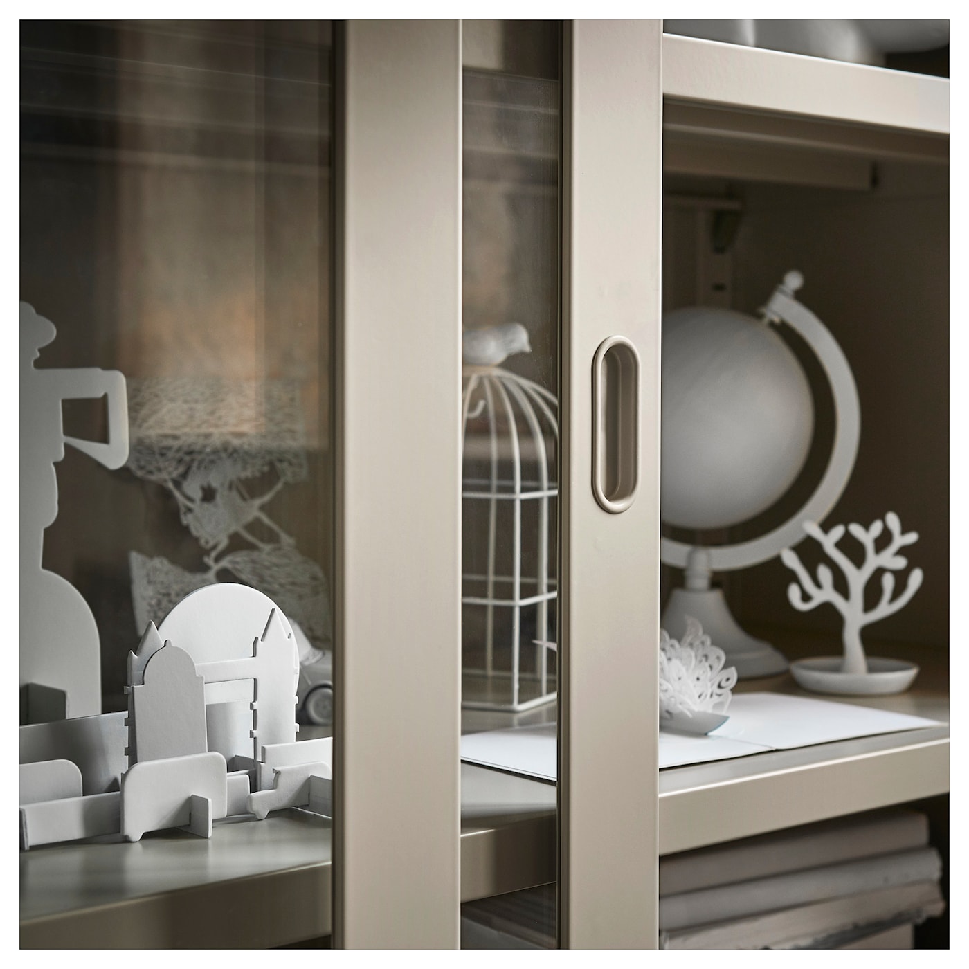 IDÅSEN cabinet with sliding glass doors beige - IKEA