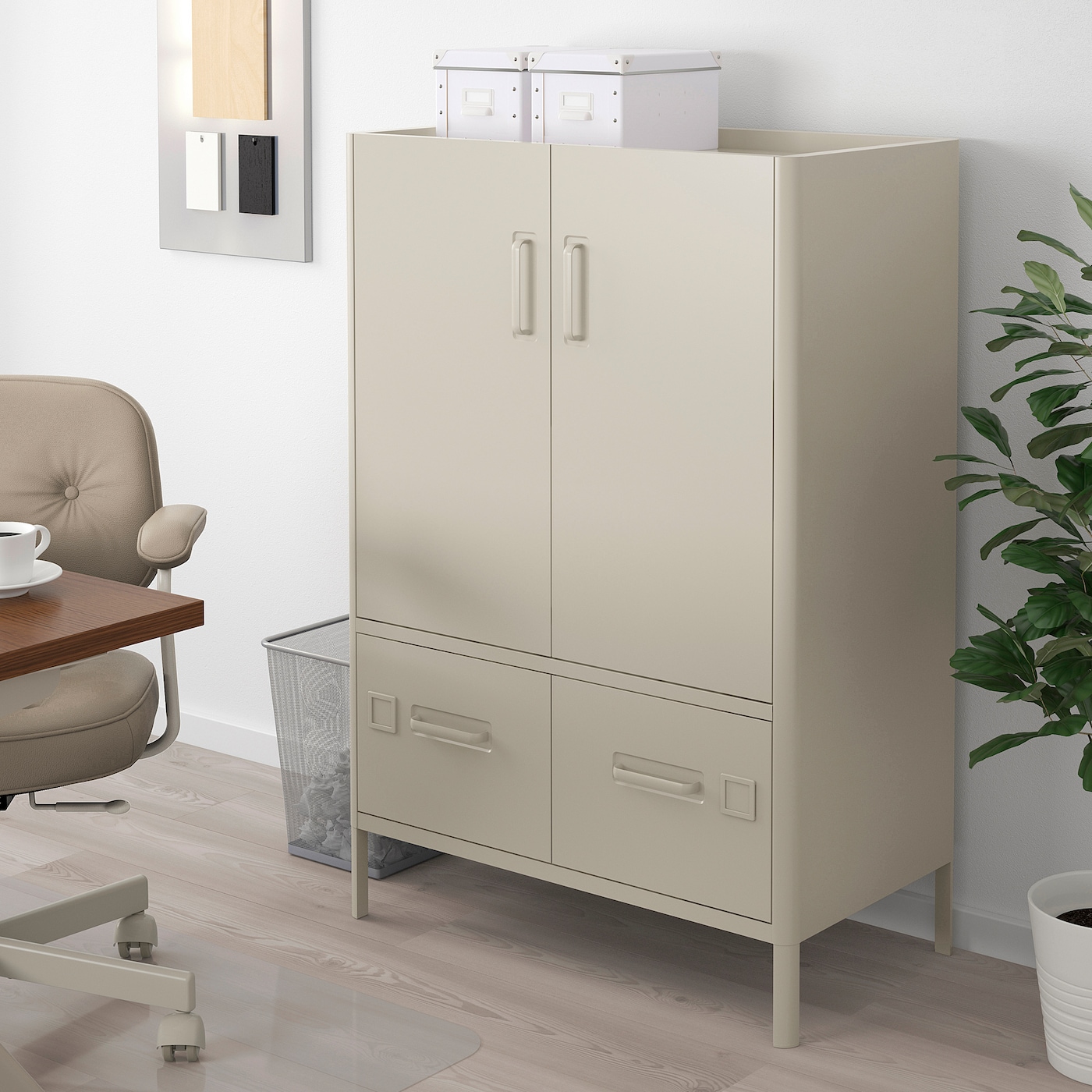 IDÅSEN cabinet with smart lock beige - IKEA