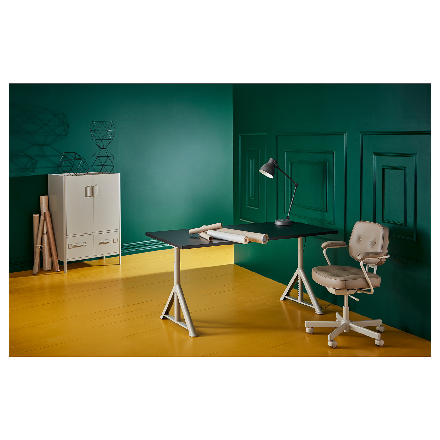 IDÅSEN desk black/beige - IKEA