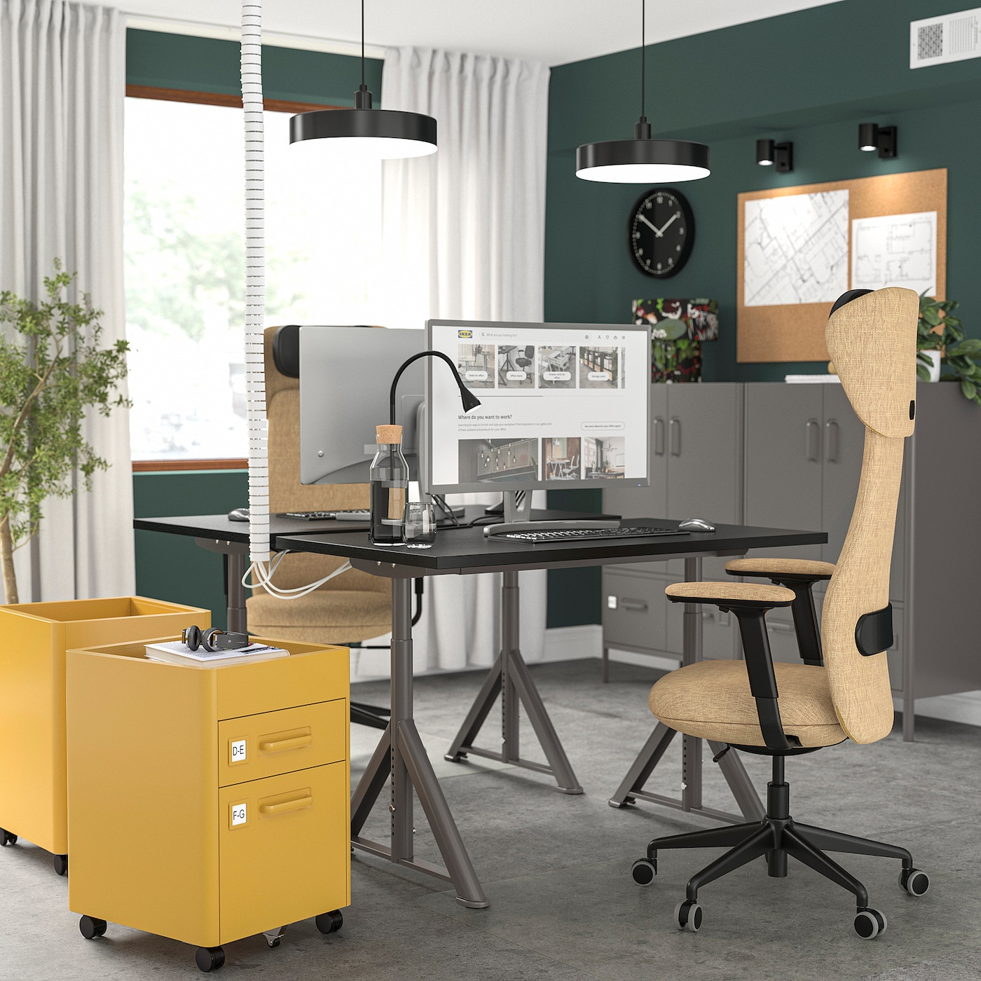 IDÅSEN desk black/dark grey - IKEA