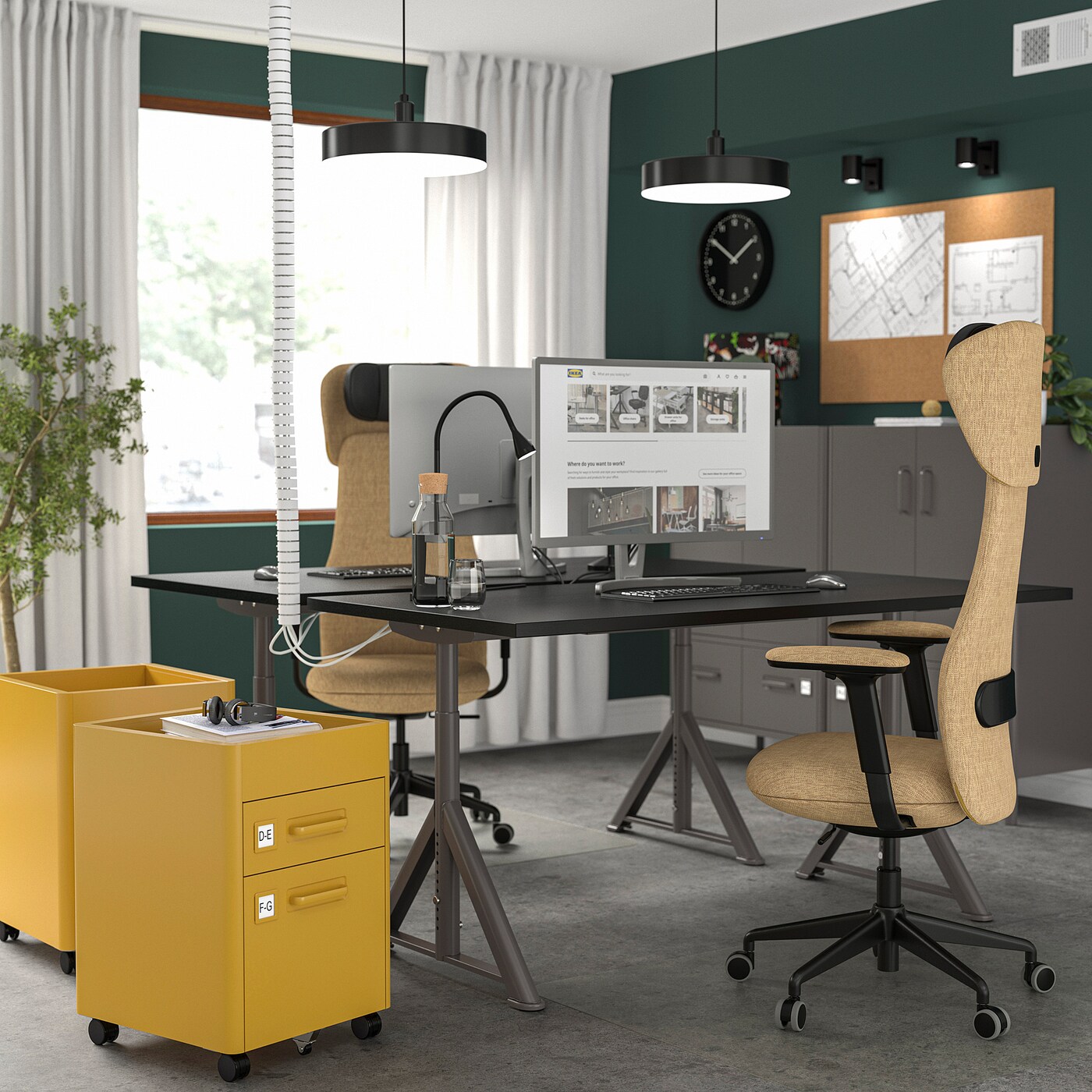 IDÅSEN desk black/dark grey - IKEA