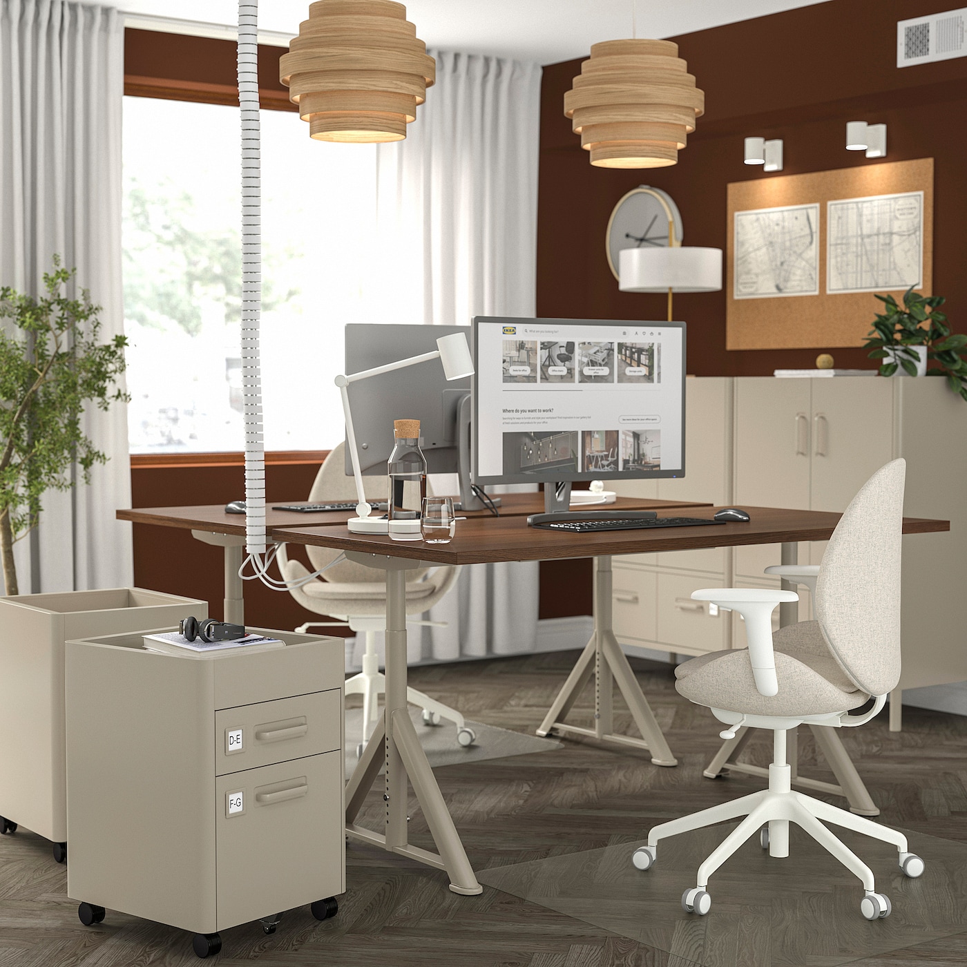 新品未開封IDÅSEN イドーセン 天板, ブラウン, 120x70 cm IDÅSEN desk brown/beige - IKEA