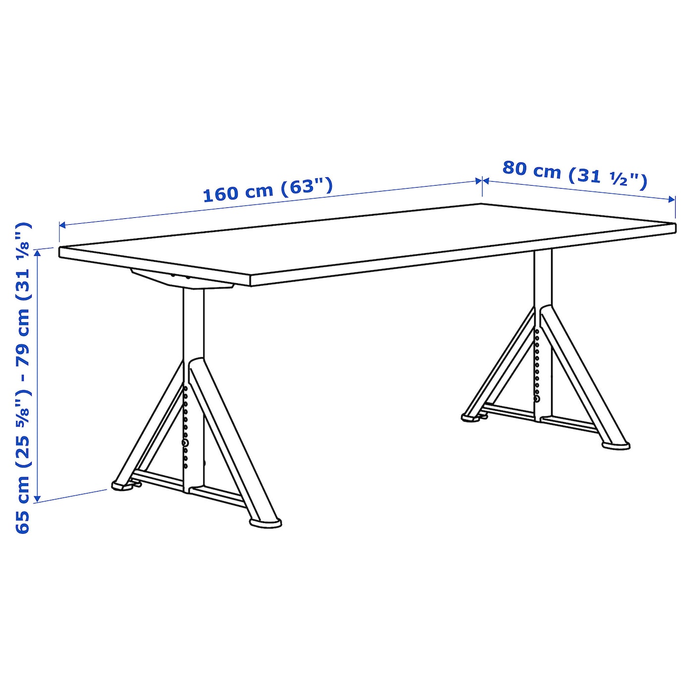 Amazon.com: Ikea IDÅSEN desk, 160x80 cm, black/dark grey