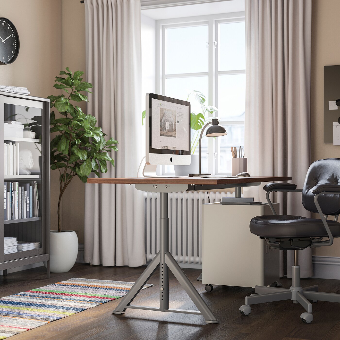 IDÅSEN desk brown/dark grey - IKEA