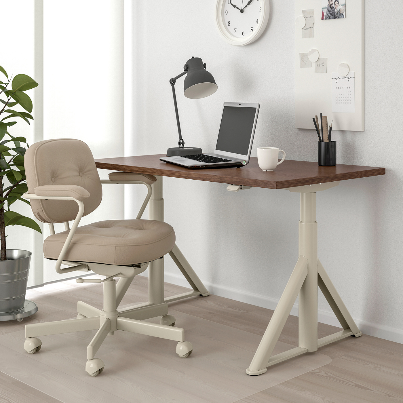 IKEA IDÅSEN（イドーセン）昇降式 ブラウン/ベージュ120×70cm IDÅSEN desk sit/stand brown/beige - IKEA